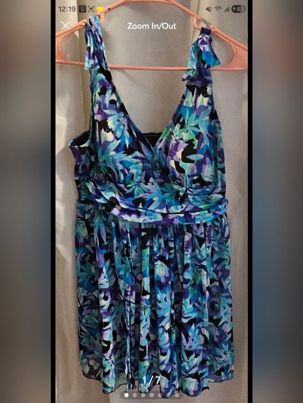 Blue & Purple Floral One-Piece Swimdress